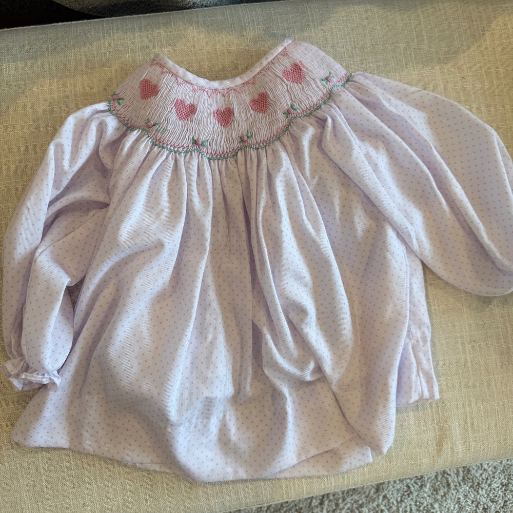 Cecil and Lou - Pink Dot Smocked Hearts Dress